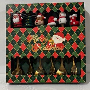 NEW Christmas Festive Gold Holiday Spoon Set - Coffee Spoons
